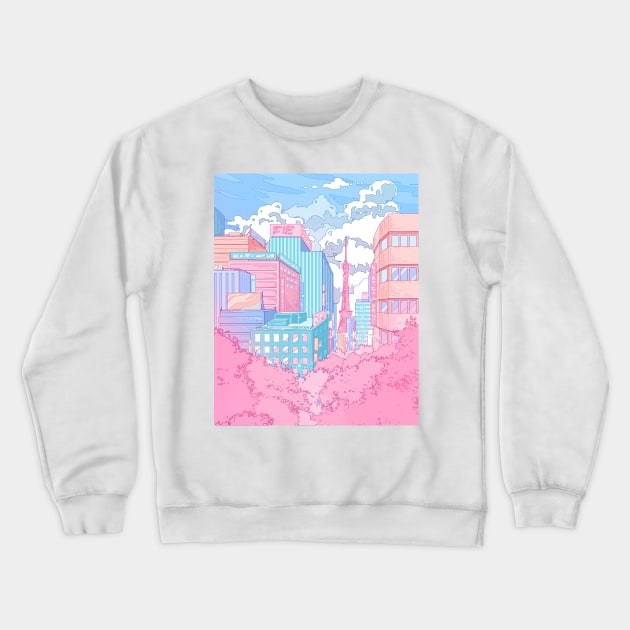 The  pastel Tokyo cityscape Crewneck Sweatshirt by AnGo